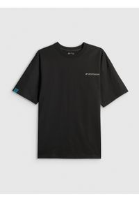 4f - 4F T-shirt loose z nadrukiem męski - czarny XL. Okazja: na co dzień. Kolor: czarny. Materiał: dzianina, bawełna, materiał. Długość: długie. Wzór: nadruk. Styl: casual #1