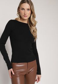 Born2be - Czarny Sweter z Wiskozą i Metaliczną Nitką Lillanova. Okazja: na co dzień. Kolor: czarny. Materiał: wiskoza. Długość rękawa: długi rękaw. Długość: długie. Styl: casual #2