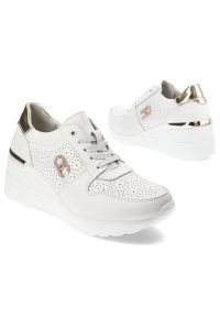 Białe Sneakersy S.Barski Stylowe Obuwie Damskie. Kolor: biały. Materiał: materiał. Styl: elegancki