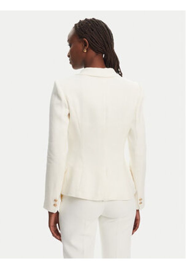 Elisabetta Franchi Marynarka GI-162-52E2-V760 Biały Regular Fit. Kolor: biały. Materiał: len, wiskoza