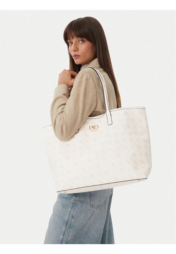 Guess Torebka Emelie Logo HWGP99 28240 Kremowy. Kolor: kremowy. Materiał: skórzane