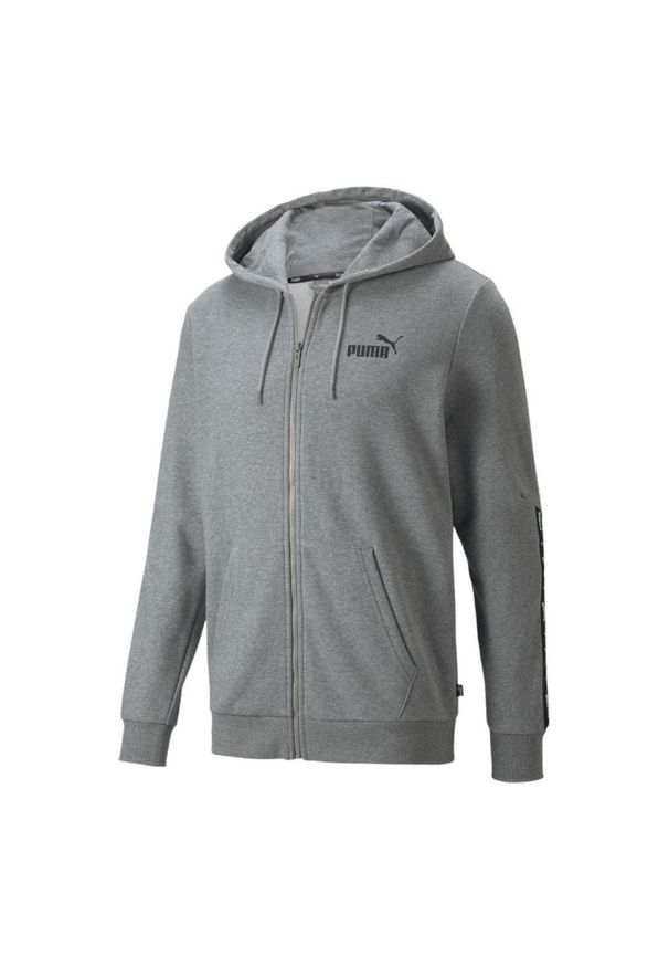 Puma - Męska Bluza Z Kapturem Essential Tape Full Zip. Typ kołnierza: kaptur. Kolor: szary
