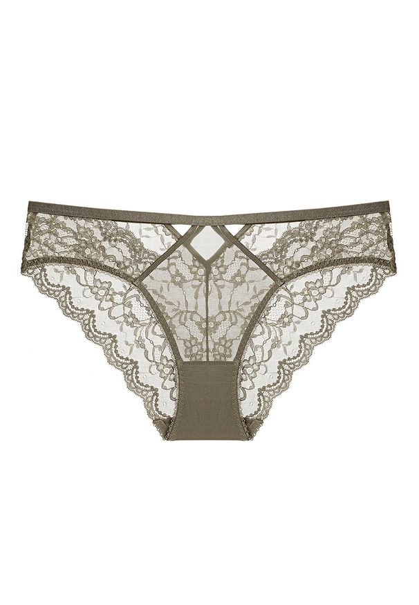 Intica - Koronkowe majtki ażurowe przewiewne na co dzień i specjalne okazje Evon. Kolor: zielony. Materiał: koronka. Wzór: ażurowy