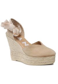 Manebi Espadryle Heart-Shaped Wedge Espadrilles M 1.1 WH Beżowy. Kolor: beżowy. Materiał: zamsz, skóra #6