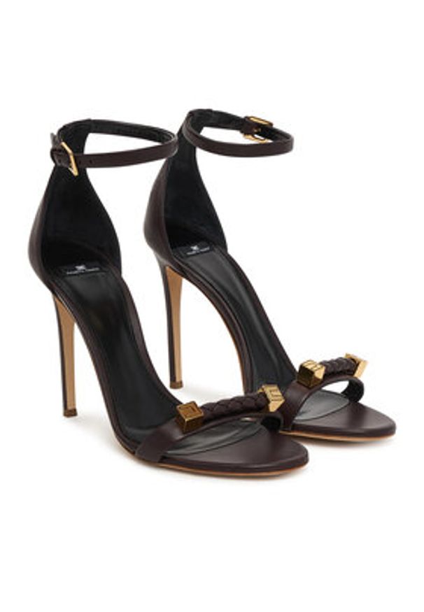 Elisabetta Franchi Sandały SA12L61E2 Brązowy. Kolor: brązowy. Materiał: skóra