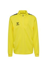 Dziecięca bluza dresowa z półzamkiem Hummel Authentic. Kolor: żółty. Materiał: dresówka. Sport: joga i pilates #1