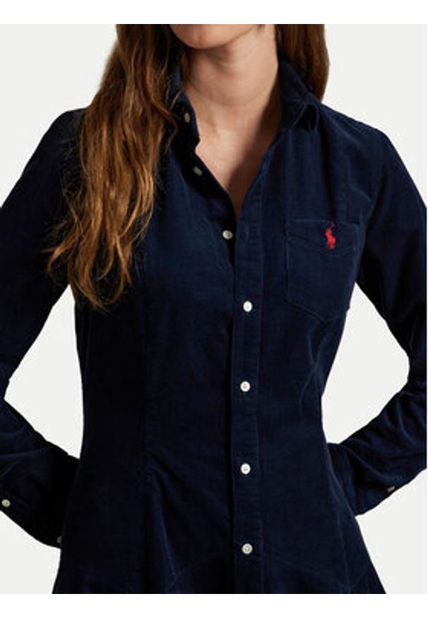 Polo Ralph Lauren Sukienka koszulowa 211972069004 Granatowy Regular Fit. Typ kołnierza: polo. Kolor: niebieski. Materiał: bawełna. Typ sukienki: koszulowe