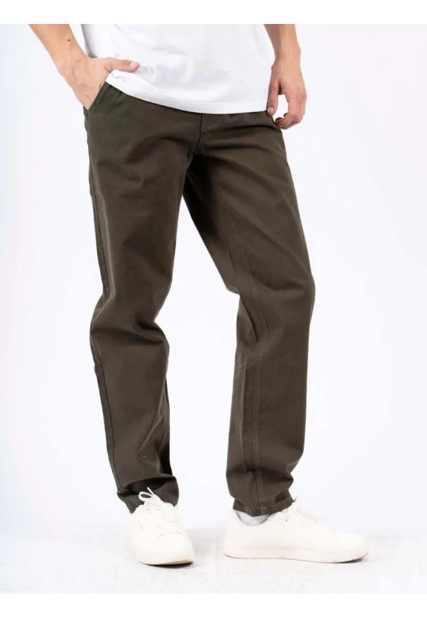 MARCUS - Męskie Spodnie Materiałowe Marcus Gerry Chino 5052 Olive Green 16-200126. Materiał: materiał