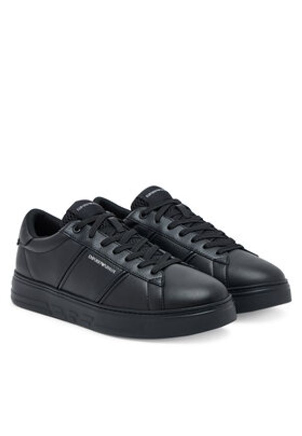 Emporio Armani Sneakersy EM003701 AF18017 MC005 Czarny. Kolor: czarny. Materiał: skóra