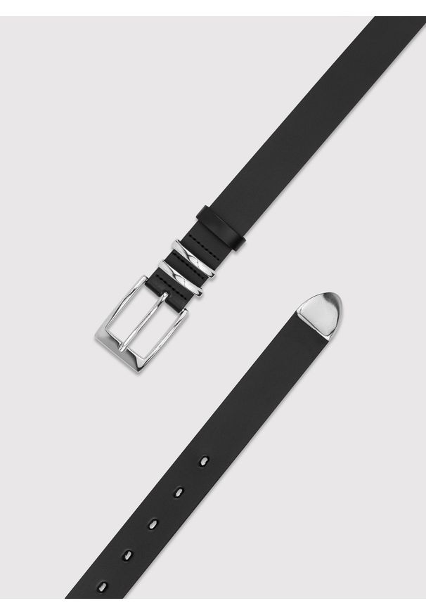 Pako Lorente - PAKO LORENTE – Pasek skórzany męski z metalową końcówką. Materiał: skóra. Styl: elegancki, klasyczny