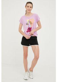 Protest t-shirt bawełniany kolor fioletowy. Okazja: na co dzień. Kolor: fioletowy. Materiał: bawełna. Długość rękawa: krótki rękaw. Długość: krótkie. Styl: casual