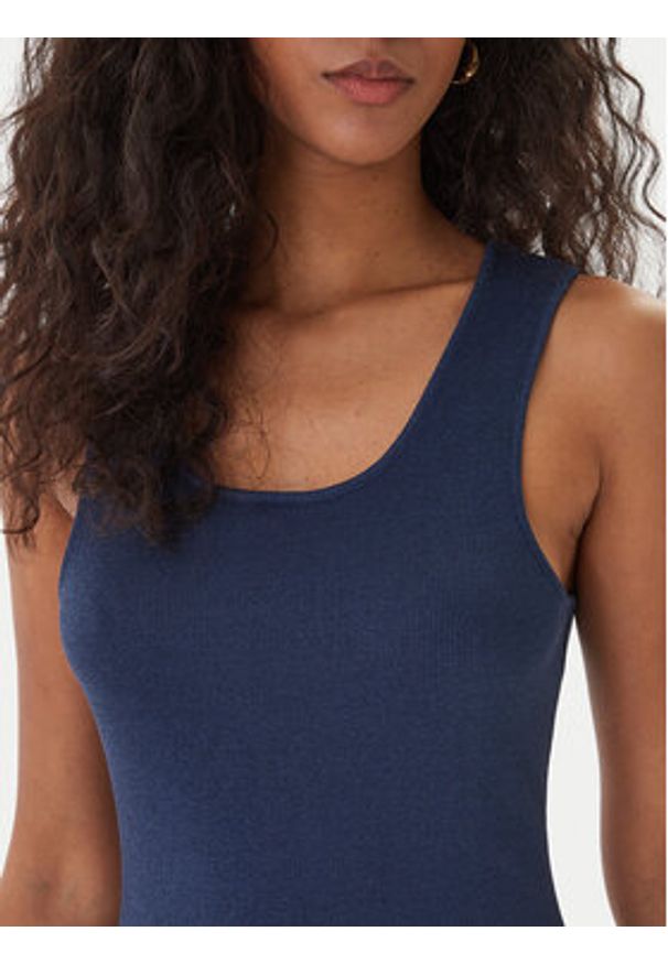 Fracomina Top FS26ST4011K420Q7 Granatowy Slim Fit. Kolor: niebieski. Materiał: wiskoza