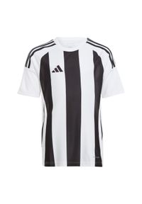 Adidas - Koszulka Striped 24 Kids. Kolor: czarny, biały, wielokolorowy. Materiał: materiał. Sport: piłka nożna #1