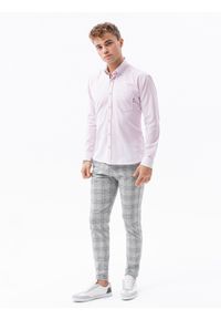 Ombre Clothing - Koszula męska z długim rękawem SLIM FIT - różowa K643 - XXL. Okazja: do pracy, na spotkanie biznesowe, na co dzień. Kolor: różowy. Materiał: materiał, bawełna. Długość rękawa: długi rękaw. Długość: długie. Styl: casual, biznesowy #3