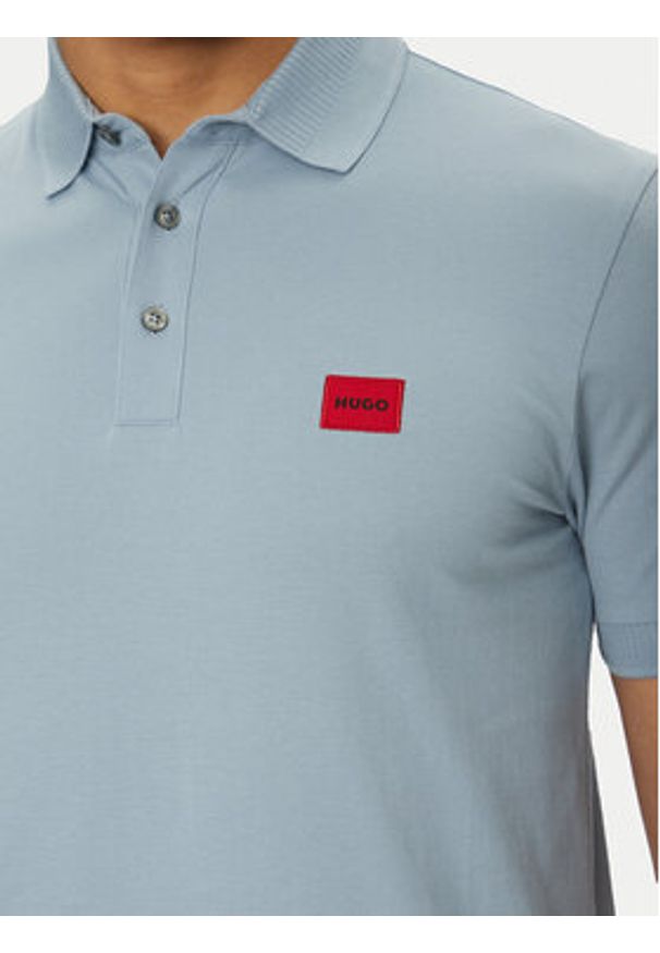 Hugo - HUGO Polo Dereso232 50490770 Błękitny Slim Fit. Typ kołnierza: polo. Kolor: niebieski. Materiał: bawełna