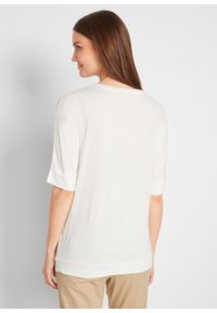 Shirt "nietoperz", rękawy do łokcia bonprix biały w roślinny wzór. Kolor: biały #5