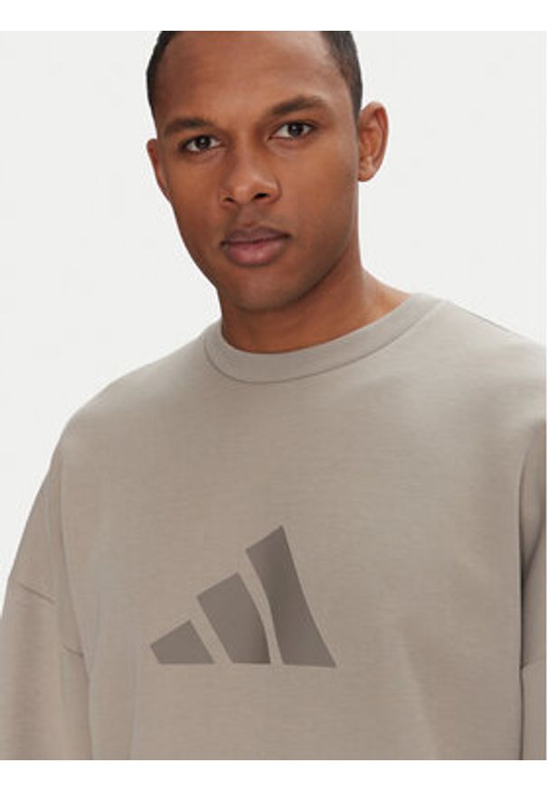 Adidas - adidas Bluza Future Icons 3 Bar Logo JI8771 Beżowy Loose Fit. Kolor: beżowy. Materiał: bawełna