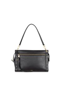 Ochnik - Torebka damska. Kolor: czarny. Wzór: aplikacja. Materiał: skórzane #1