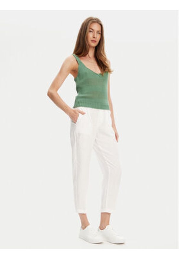United Colors of Benetton - United Colors Of Benetton Spodnie materiałowe 4AGH558X5 Écru Straight Fit. Materiał: len