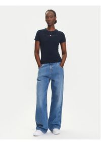 Tommy Jeans T-Shirt Linear DW0DW21422 Granatowy Slim Fit. Kolor: niebieski. Materiał: bawełna #3