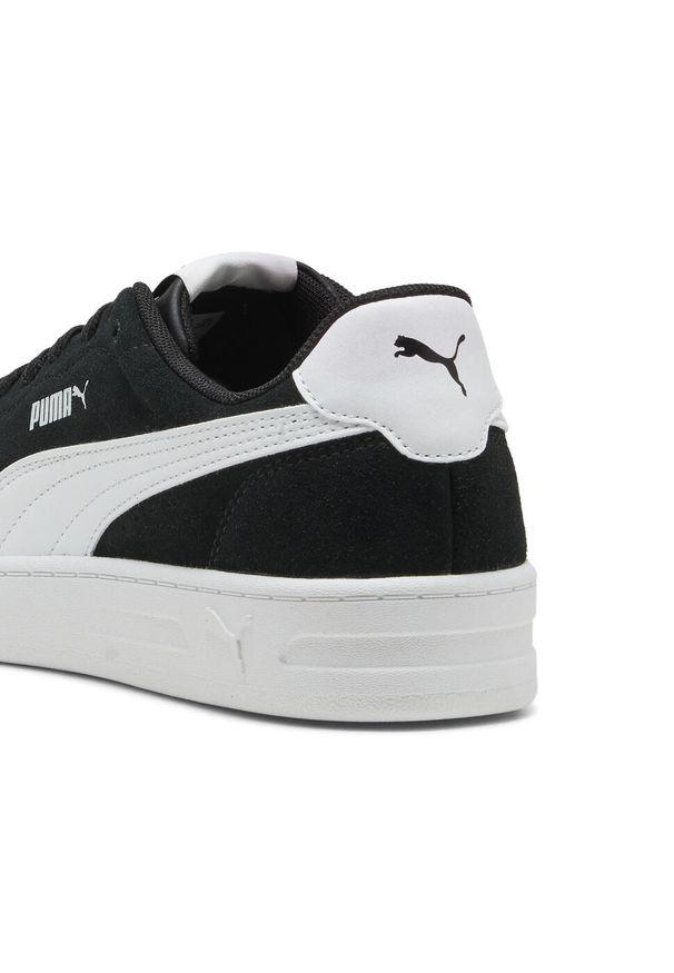 Puma - Damskie sneakersy Court Lally z zamszu PUMA Black White. Okazja: na spotkanie biznesowe, na randkę. Kolor: czarny, biały, wielokolorowy. Materiał: zamsz. Sport: turystyka piesza