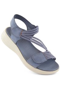 Sandały damskie komfortowe na rzepy z gumkami niebieskie eVento 7056. Zapięcie: rzepy. Kolor: niebieski. Materiał: skóra ekologiczna