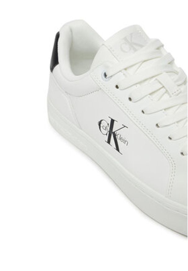 Calvin Klein Jeans Sneakersy Classic Cupsole Mono Lth Wn YW0YW01902 Biały. Kolor: biały. Materiał: skóra