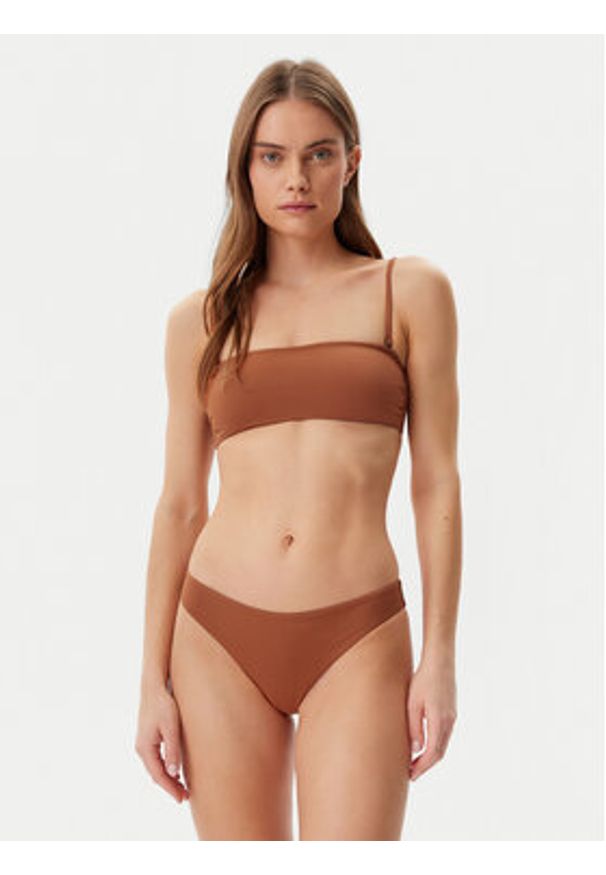 Calvin Klein Swimwear Dół od bikini KW0KW02705 Brązowy. Kolor: brązowy. Materiał: syntetyk