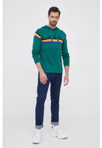 United Colors of Benetton - Sweter. Okazja: na co dzień. Typ kołnierza: kaptur. Kolor: zielony. Materiał: dzianina. Długość rękawa: długi rękaw. Długość: długie. Wzór: aplikacja. Styl: casual #3