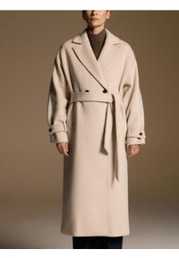 Reserved - Płaszcz z wełną - beżowy. Kolor: beżowy. Materiał: wełna #1