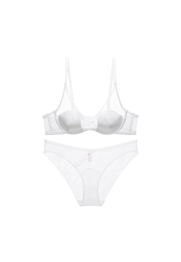 Intica - Komplet bielizny z siateczki z biustonoszem i majtkami Corabelle. Kolor: biały. Materiał: materiał