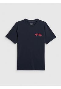 4f - 4F T-shirt regular gładki męski - granatowy XL. Okazja: na co dzień. Kolor: niebieski. Materiał: materiał, dresówka, jeans. Wzór: gładki. Styl: klasyczny, casual #1