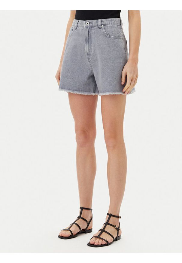 Pepe Jeans Szorty jeansowe PL801112 Szary Slim Fit. Kolor: szary. Materiał: bawełna