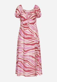 Born2be - Ciemnoróżowa Rozkloszowana Sukienka z Wiskozą i Bawełną Wykończona Gumką na Plecach Dimillia. Okazja: na co dzień. Kolor: różowy. Materiał: wiskoza, bawełna. Sezon: lato. Styl: casual, elegancki #7