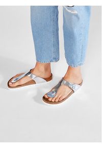 Birkenstock Japonki Gizeh Bs 1003675 Srebrny. Kolor: srebrny. Materiał: skóra