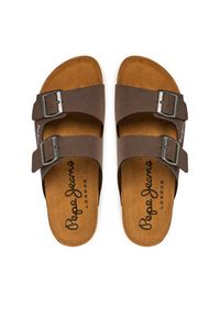 Pepe Jeans Klapki Bio M Double Chicago PMS90110 Brązowy. Kolor: brązowy. Materiał: skóra #5