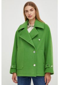 Beatrice B płaszcz wełniany kolor zielony przejściowy oversize. Kolor: zielony. Materiał: wełna. Styl: klasyczny #1
