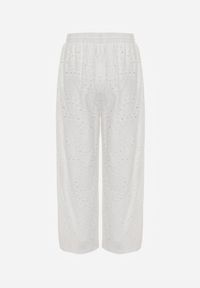 Renee - Białe Ażurowe Spodnie Wide Leg z Bawełny w Rustykalnym Stylu z Haftem Elladith. Okazja: na co dzień. Kolor: biały. Materiał: bawełna. Wzór: ażurowy, haft. Styl: casual, boho #8