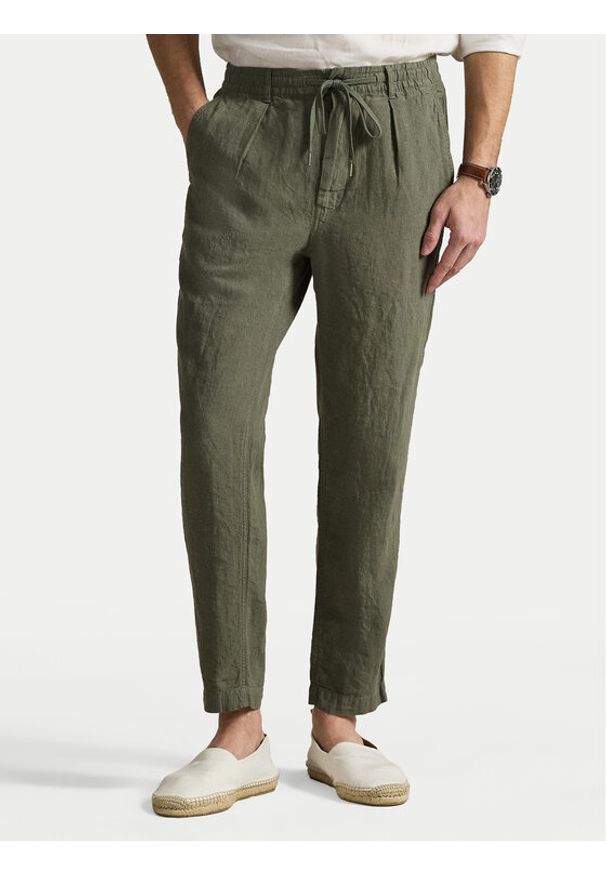 Polo Ralph Lauren Spodnie materiałowe 710940611009 Zielony Regular Fit. Kolor: zielony. Materiał: len