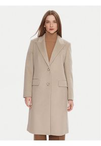 BOSS Płaszcz wełniany Classin 50548371 Beżowy Regular Fit. Kolor: beżowy. Materiał: wełna