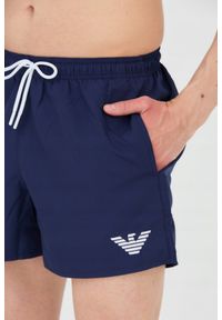 Emporio Armani - EMPORIO ARMANI Męskie spodenki kąpielowe granatowe, Rozmiar 52. Kolor: niebieski. Materiał: poliester #6