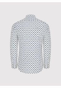 Pako Lorente - Biała koszula w niebieski wzór geometryczny. Kolor: wielokolorowy, niebieski, biały. Materiał: bawełna, elastan. Długość rękawa: długi rękaw. Długość: długie. Wzór: geometria #7