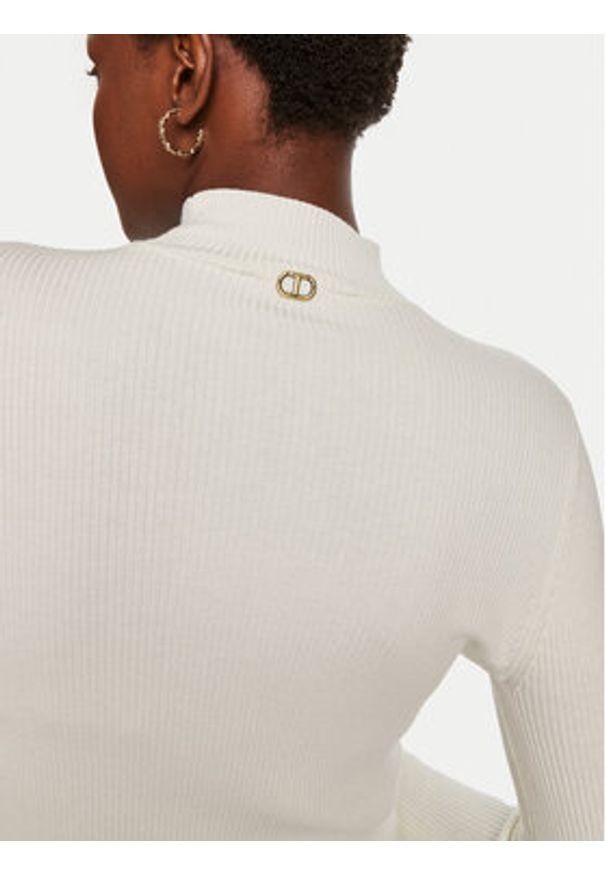 TwinSet - TWINSET Sweter 242TP3161 Écru Slim Fit. Materiał: syntetyk, wiskoza