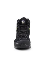 Buty trekkingowe męskie Salewa MS Alp Trainer 2 Mid Gtx. Wysokość cholewki: za kostkę. Zapięcie: sznurówki. Kolor: wielokolorowy, czarny. Materiał: guma, tkanina, zamsz, materiał, syntetyk. Szerokość cholewki: normalna