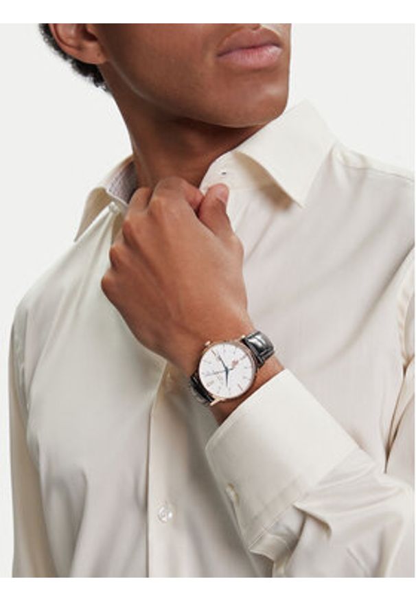 U.S. Polo Assn. Zegarek Dorian USP7276WH Czarny. Kolor: czarny. Materiał: skóra