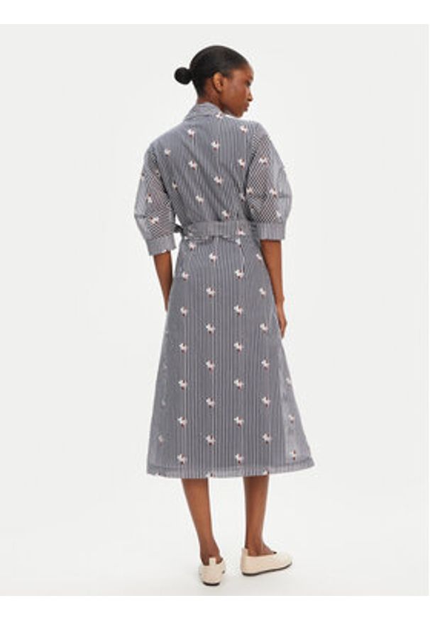 Munthe Sukienka koszulowa Pum 252132525224 Granatowy Regular Fit. Kolor: niebieski. Materiał: bawełna. Typ sukienki: koszulowe