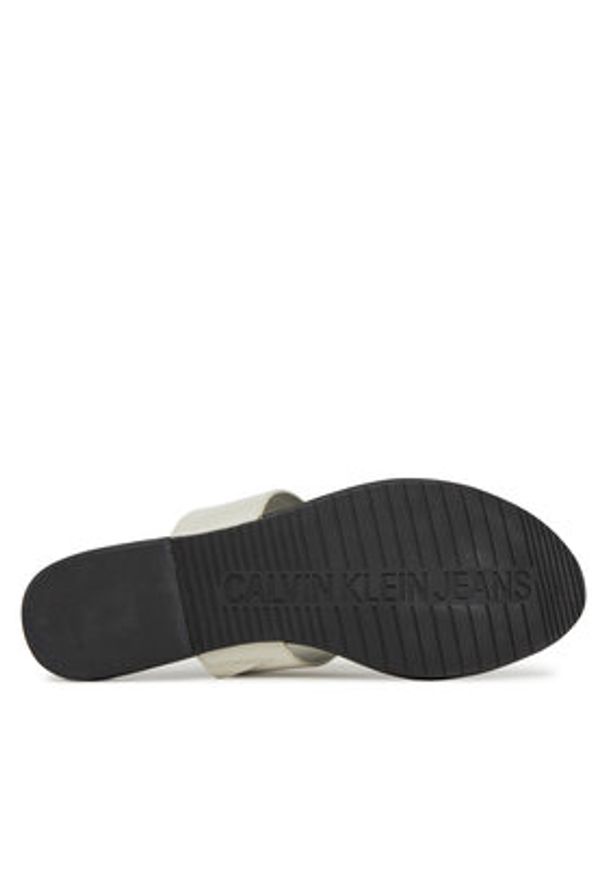 Calvin Klein Jeans Japonki Flat Sandal Toepost Mg YW0YW01691 Biały. Kolor: biały. Materiał: skóra