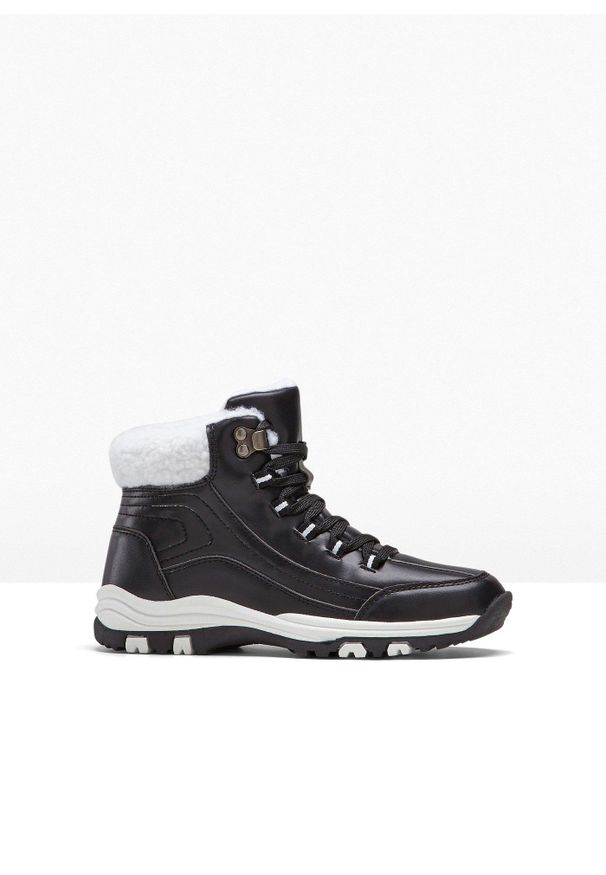 bonprix - Kozaki sznurowane. Kolor: czarny. Materiał: materiał