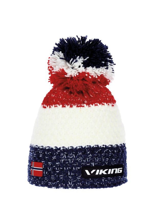 Czapka narciarska dla dorosłych Viking Cornet, z pomponem. Kolor: czerwony, niebieski, wielokolorowy, biały. Materiał: wełna. Styl: sportowy
