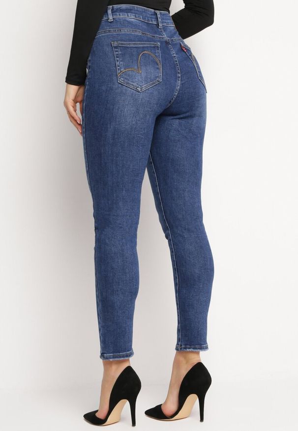 Born2be - Granatowe Klasyczne Jeansy Skinny Hestiana. Okazja: na co dzień. Kolor: niebieski. Styl: klasyczny